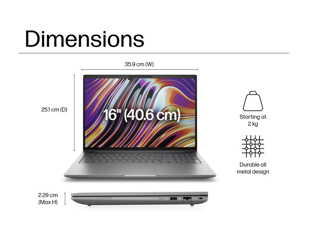 HP ZBook Power 16 G11 A 16" Mobile Workstation - Ryzen 7 PRO 8845HS - DDR5 - NVME SSD - RTX 1000 Ada - Windows 11 Pro - Grey
